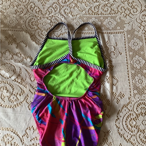 DOLFIN UGLIES One Piece Swimsuit Youth Girls 14 Large L Pink Purple Yellow - Picture 4 of 4